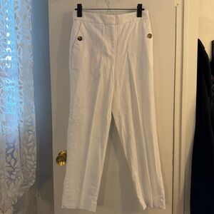 J Crew White Linen High-Waisted Pants